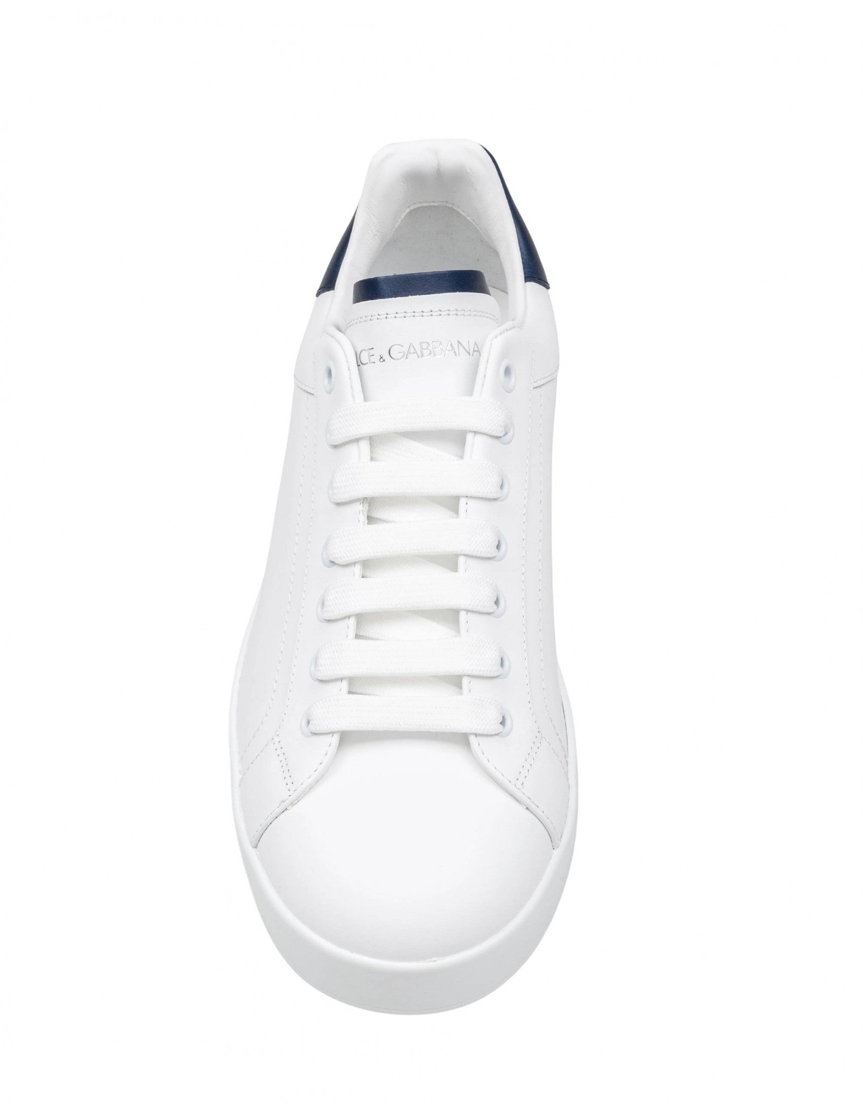 Portofino Leather Sneakers, White And Blue