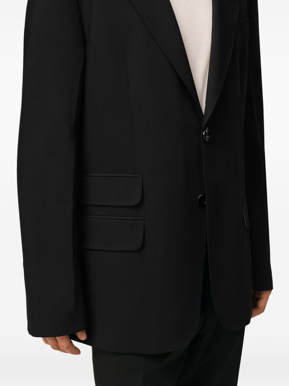 Classic Tailored Black Blazer With Horn Buttons