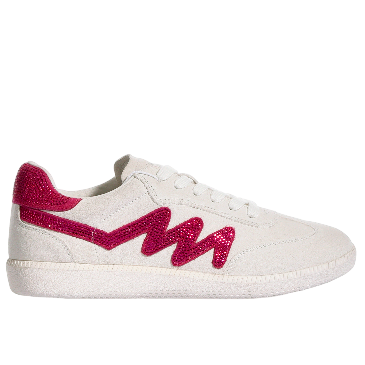 Low-Top Sneakers with Vibrant Royal Pink Zigzag Accents