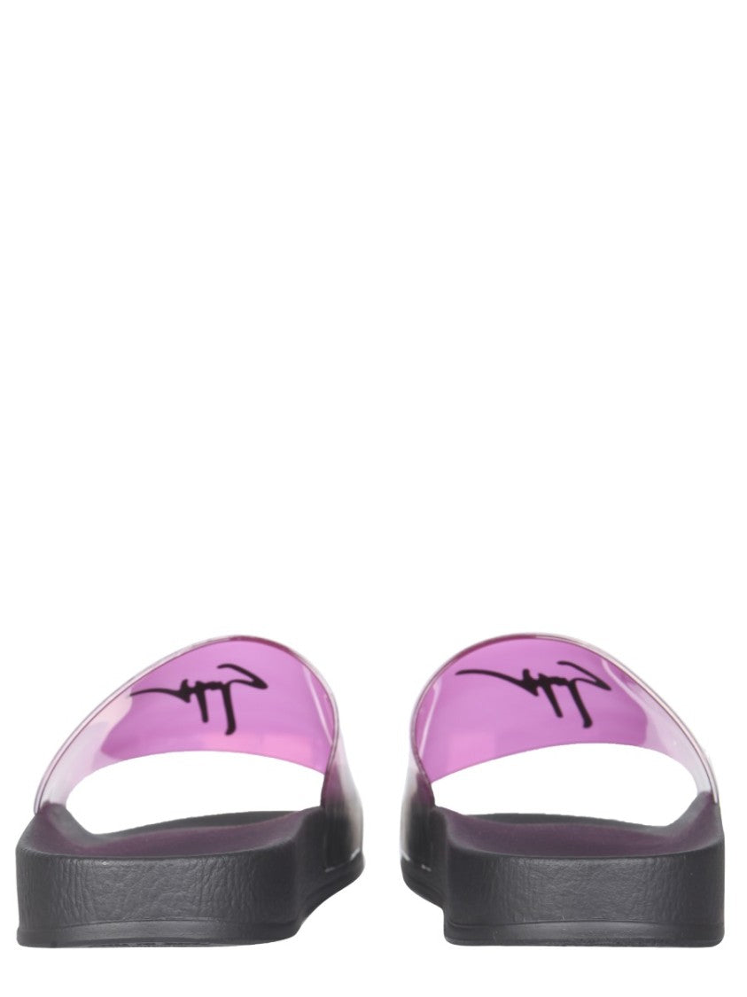 Transparent Purple Polyvinyl Chloride Slide Sandals