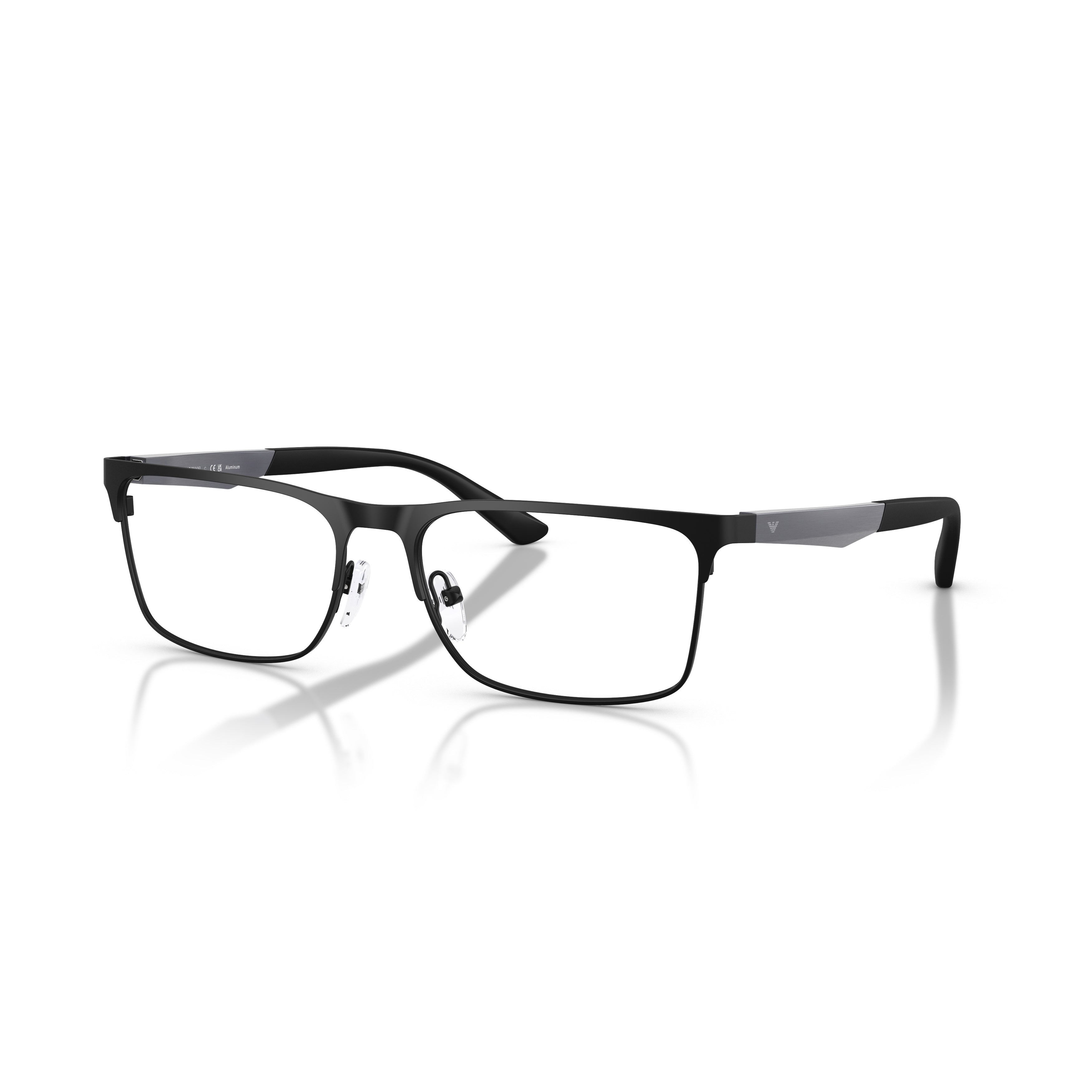 0ea1183 Rectangular Matte Black Metal Eyeglasses with Two-Tone Temples