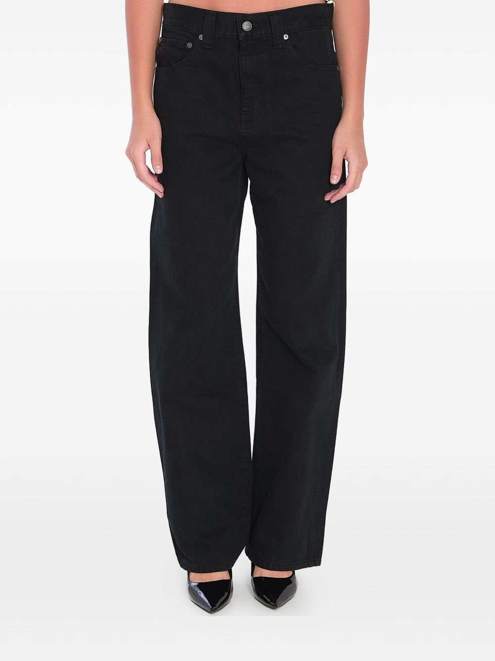 Relaxed Fit Straight Leg Jeans In Soft Black Cotton Denim
