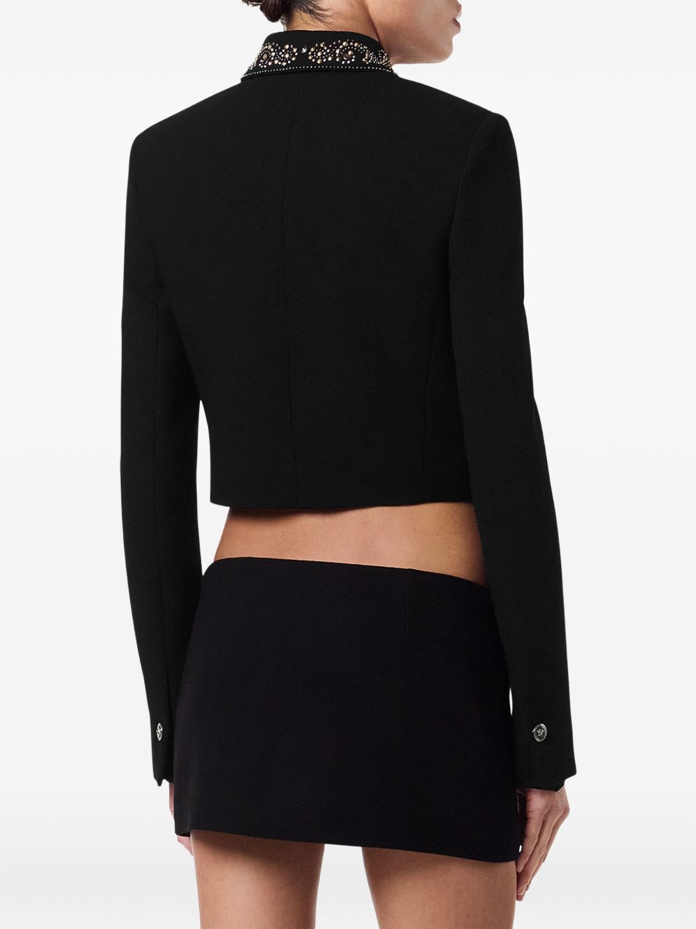 Cropped Black Jacket With Medusa Buttons