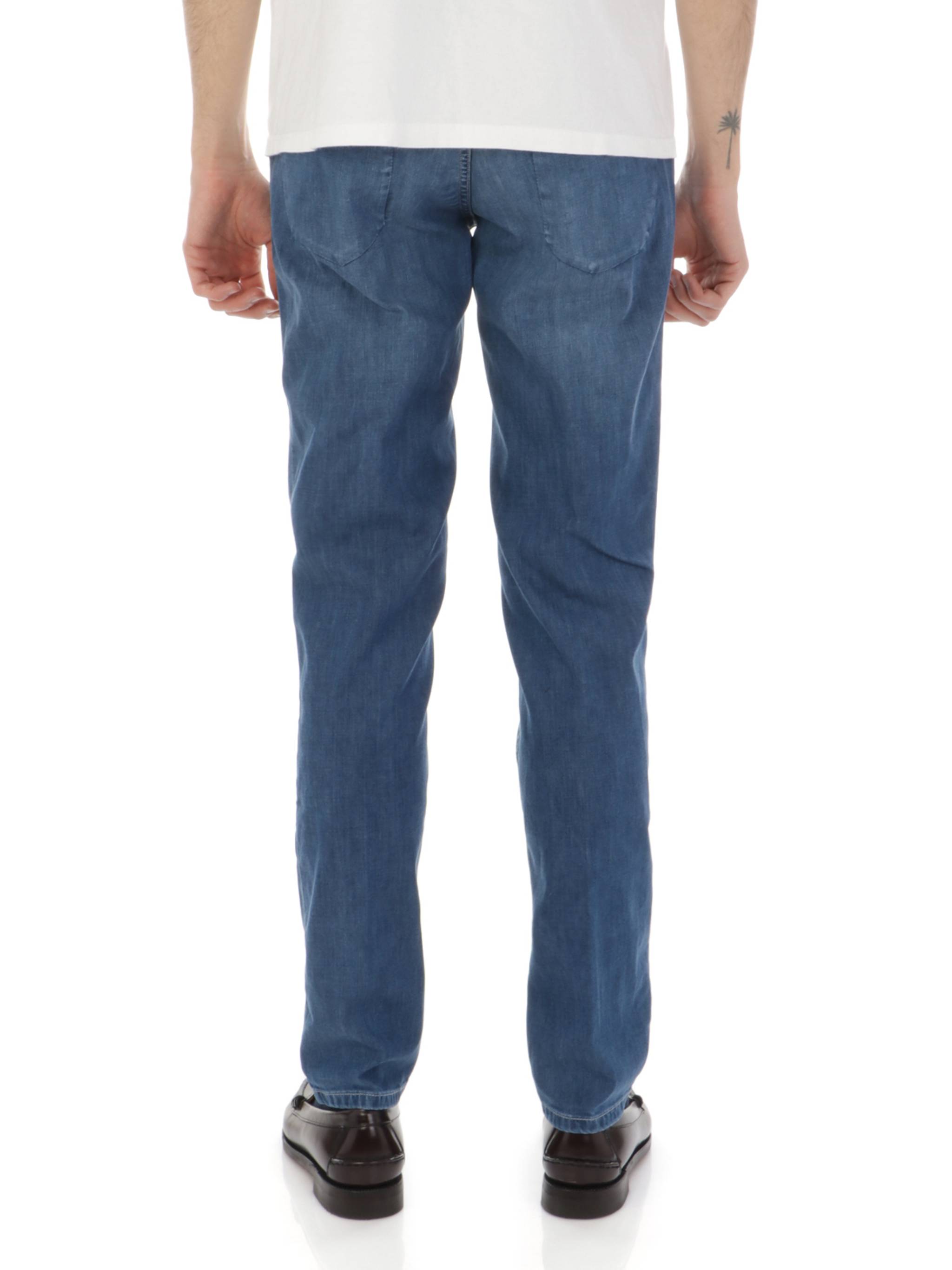 Medium Blue Straight-Leg Textured Jeans