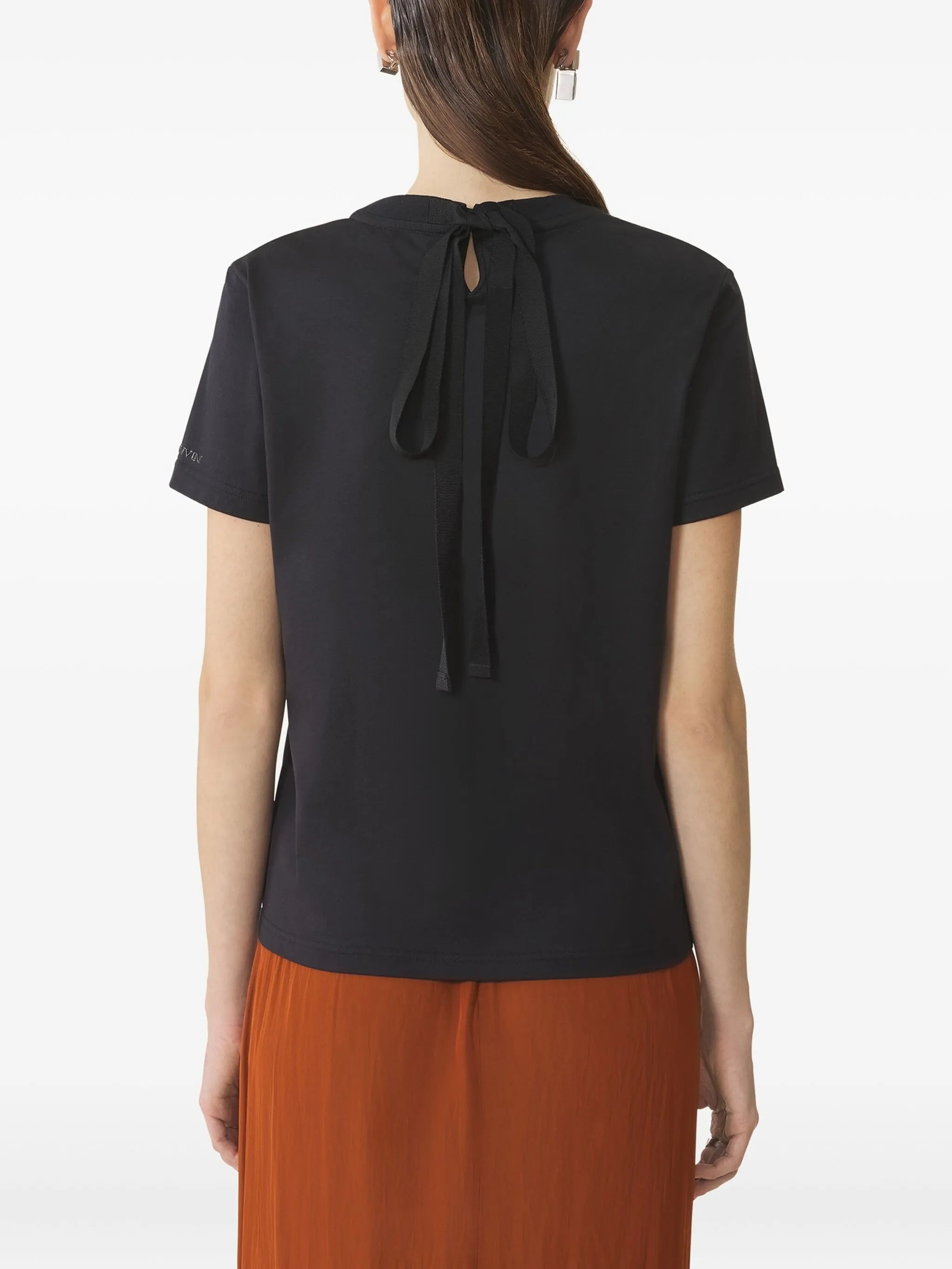 Black Knot Detail Cotton T-Shirt