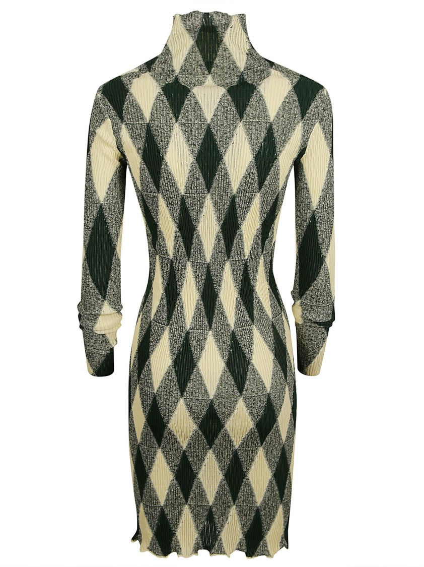 Diamond Pattern Dress With High Neckline