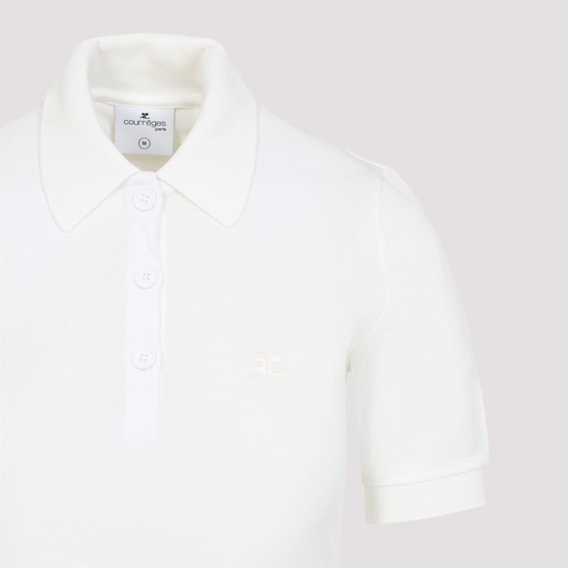 A-Line White Cotton Dress With Polo Collar
