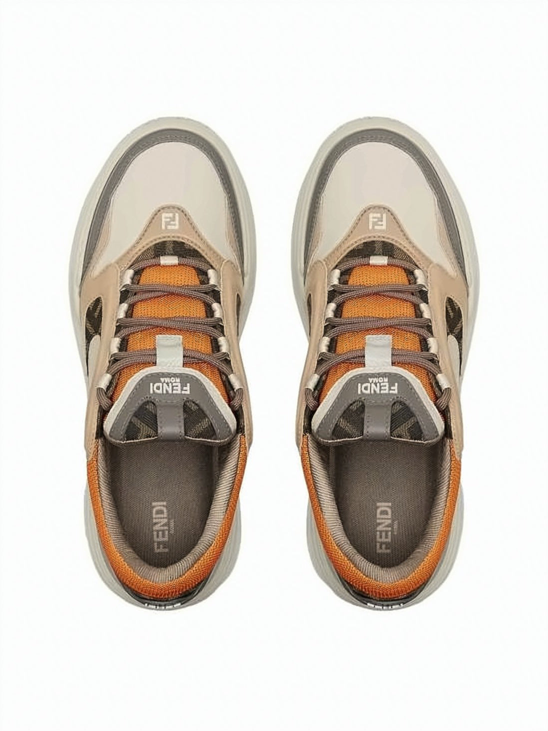 Layered Design Sneakers with Calf Leather