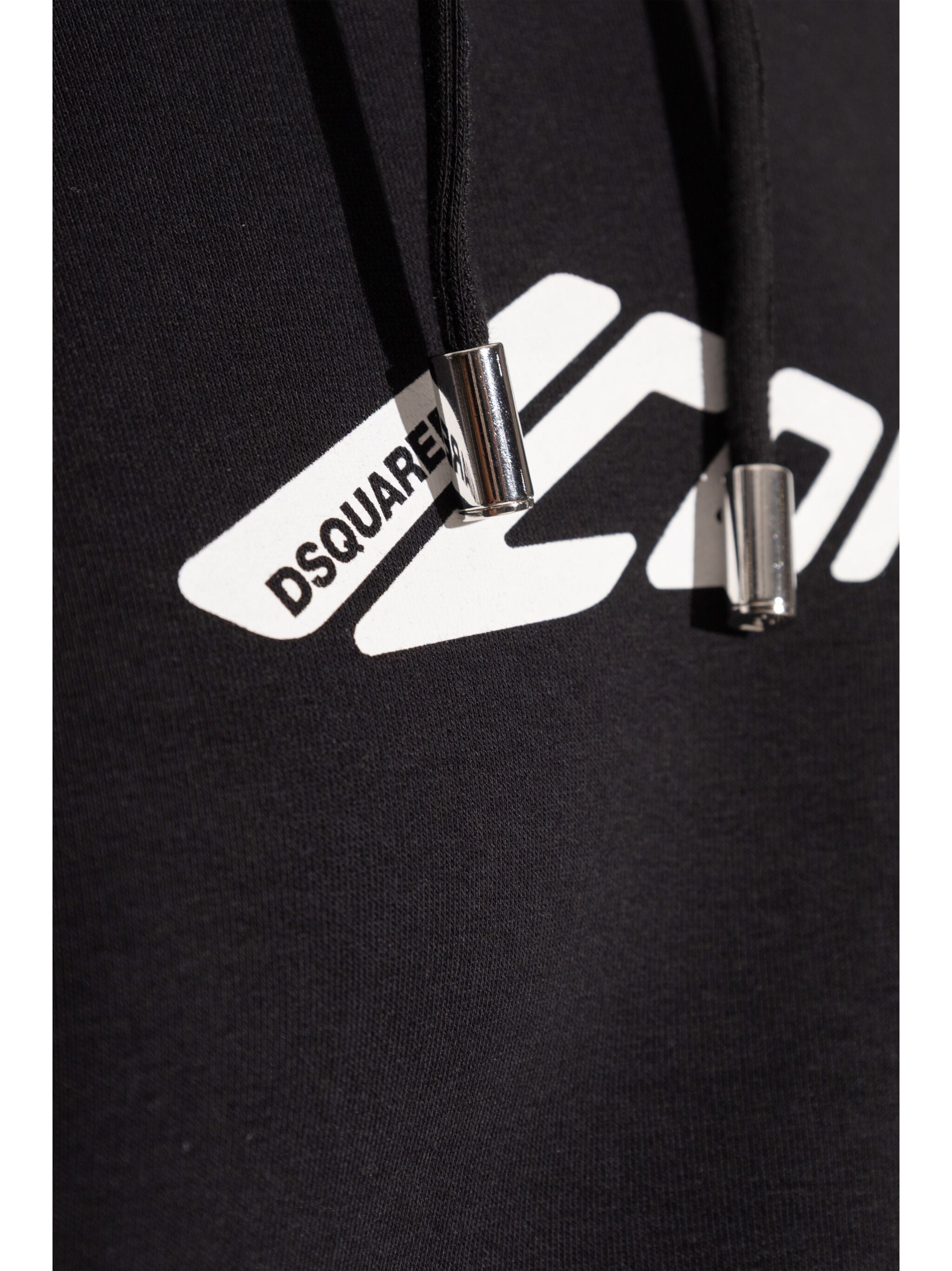 Iconic Black Hooded Logo Cotton Sweatshirt