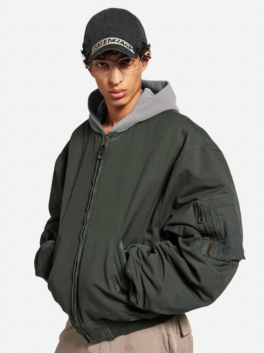 Cropped Oversized Bomber Jacket