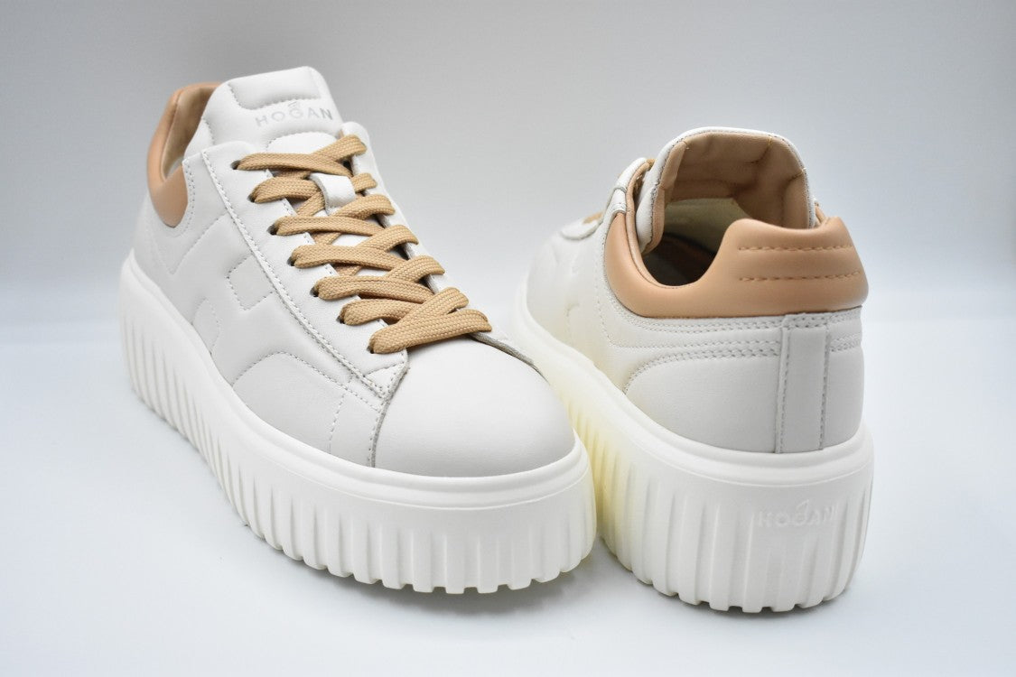 Ivory Sneakers With Platform Sole And Rounded Toe