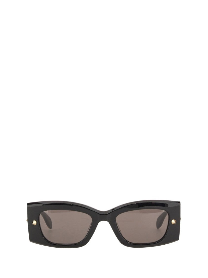 Bold Angular Frame Sunglasses With Gold Accents