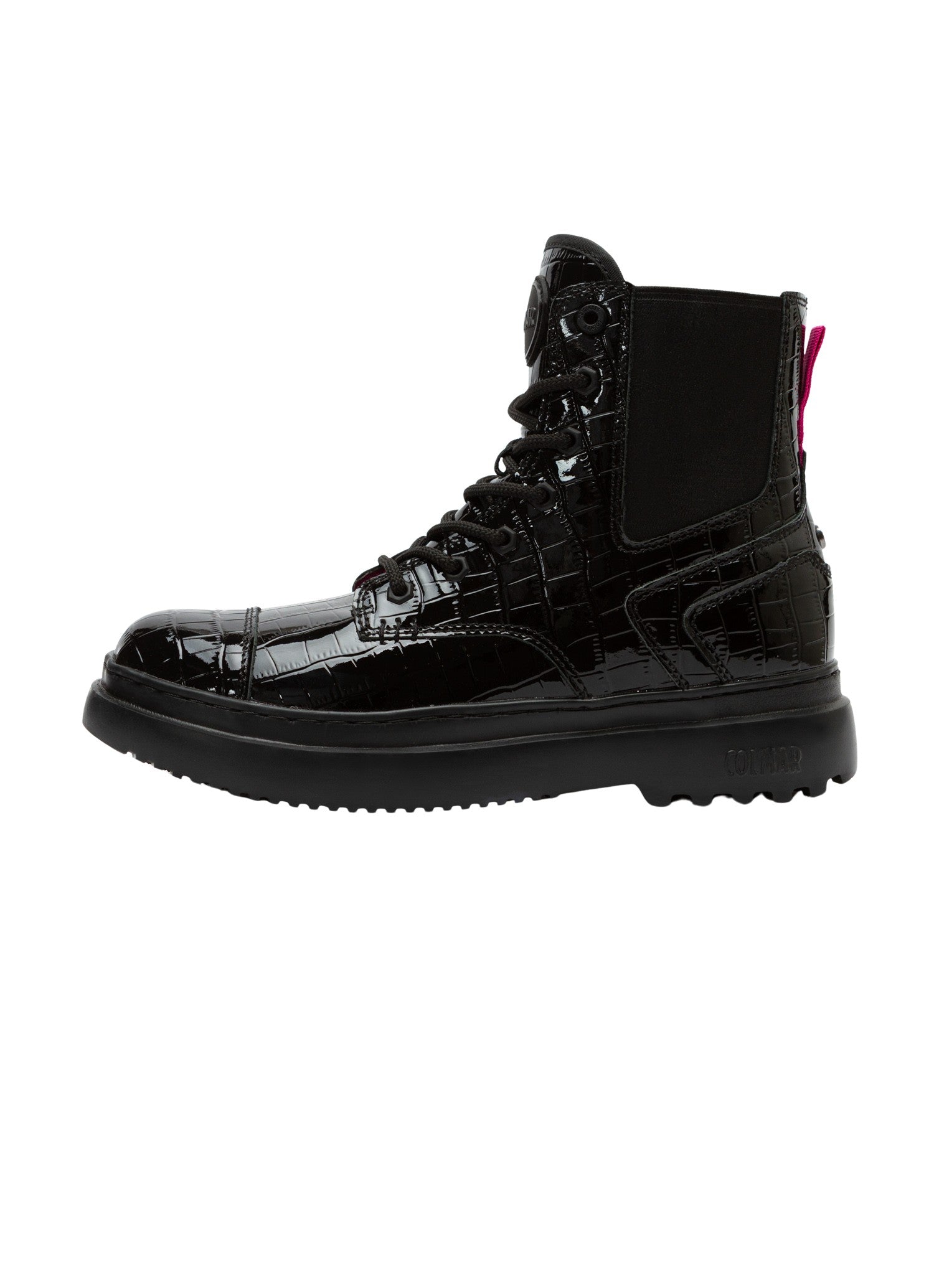High-Gloss Crocodile Pattern Ankle Boots
