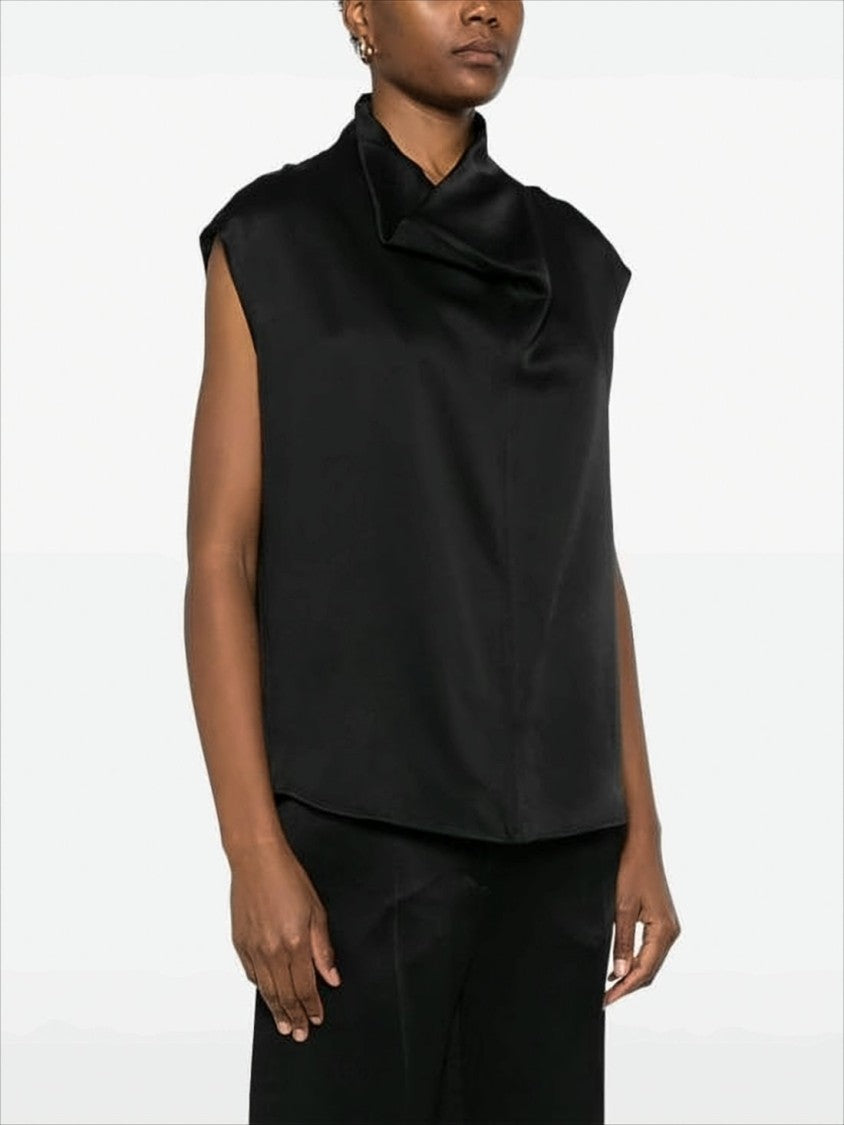 Black Sleeveless Top with Boxy Silhouette