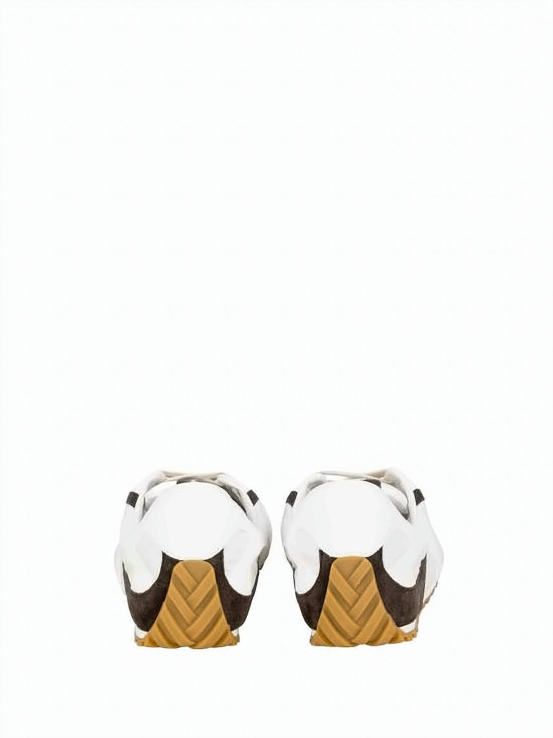 White Calf Leather Sneakers With Suede Accents