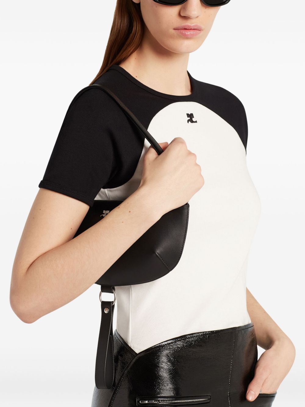 Contrast-Design Short-Sleeved Top with Logo Detail