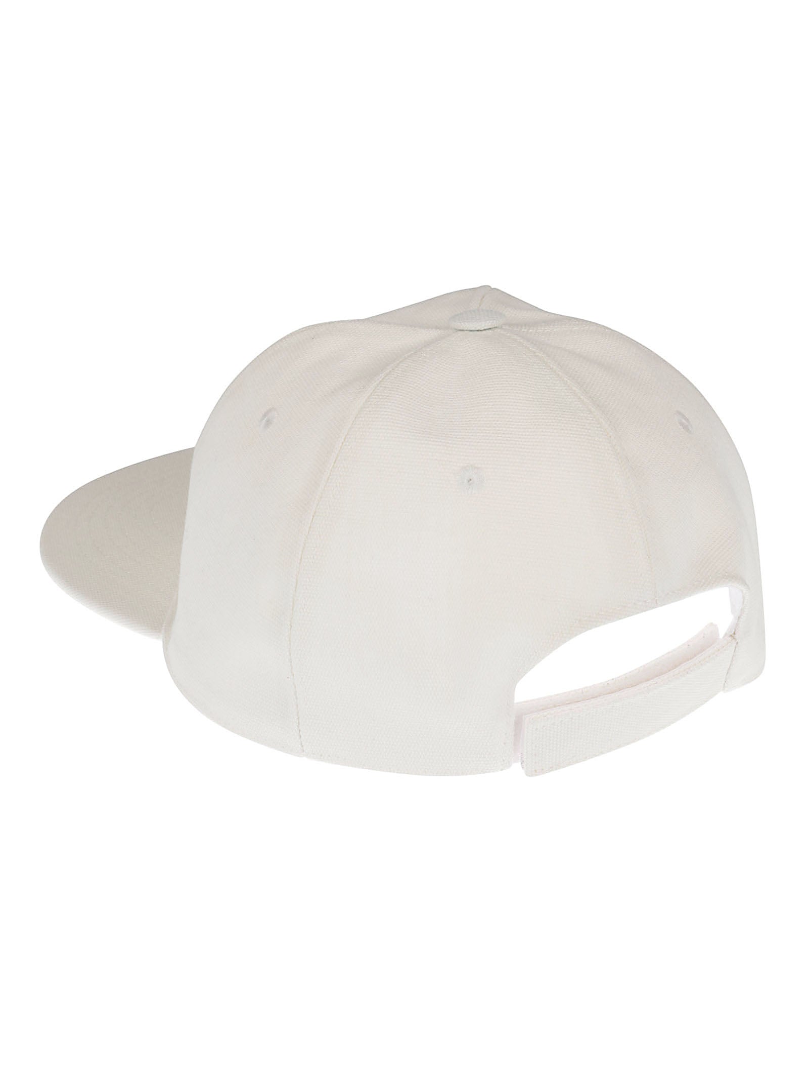 Embroidered White Cotton Blend Cap