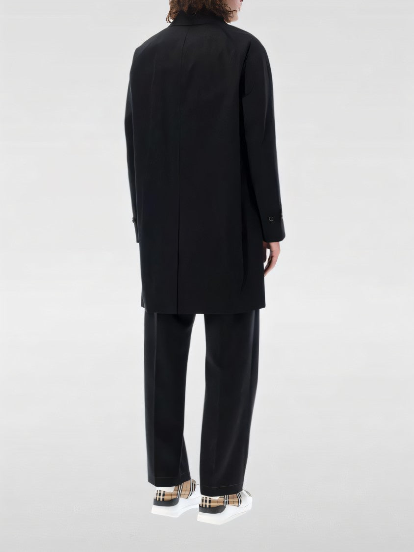 Black Cotton Coat with Classic Collar
