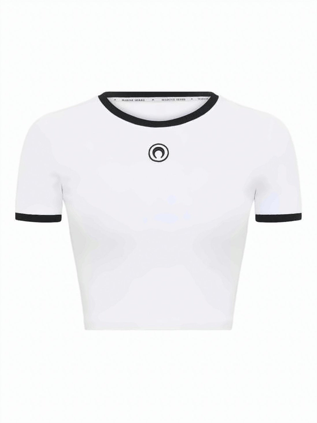 Cropped Short-Sleeve Top with Contrasting Trim