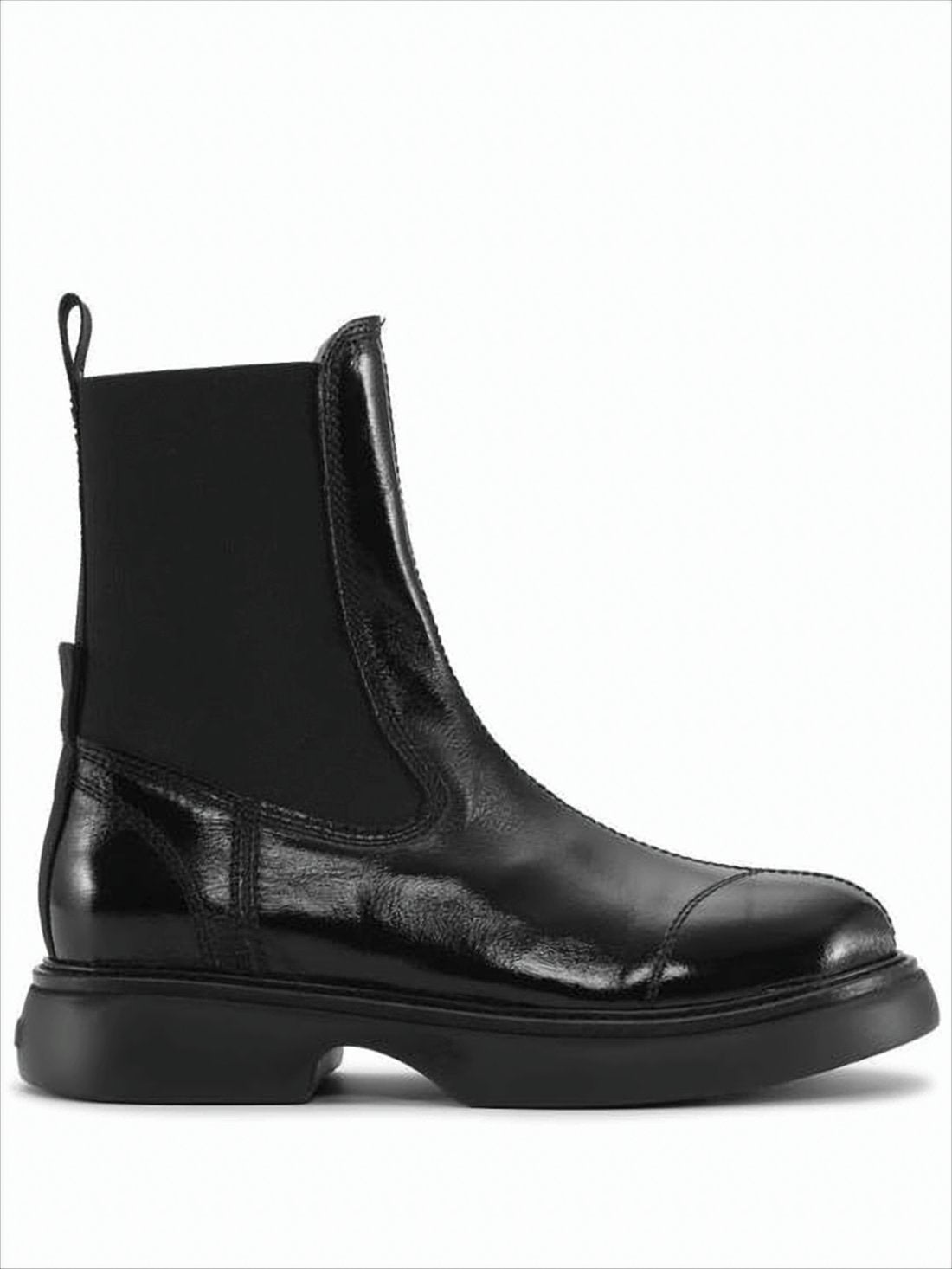 Glossy Black Ankle Boots
