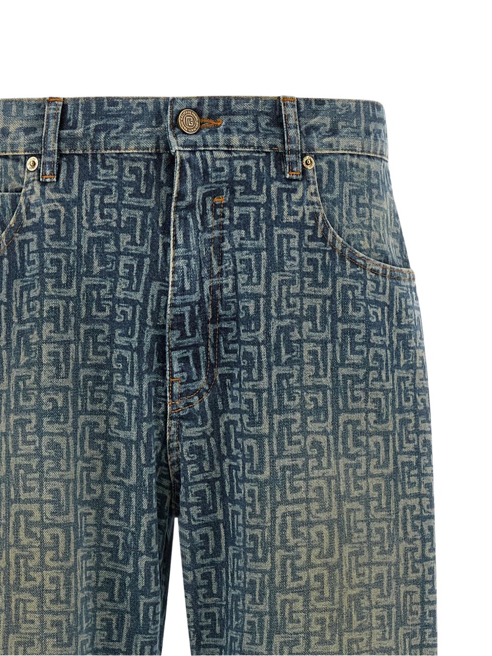 Monogram Print Denim Jeans