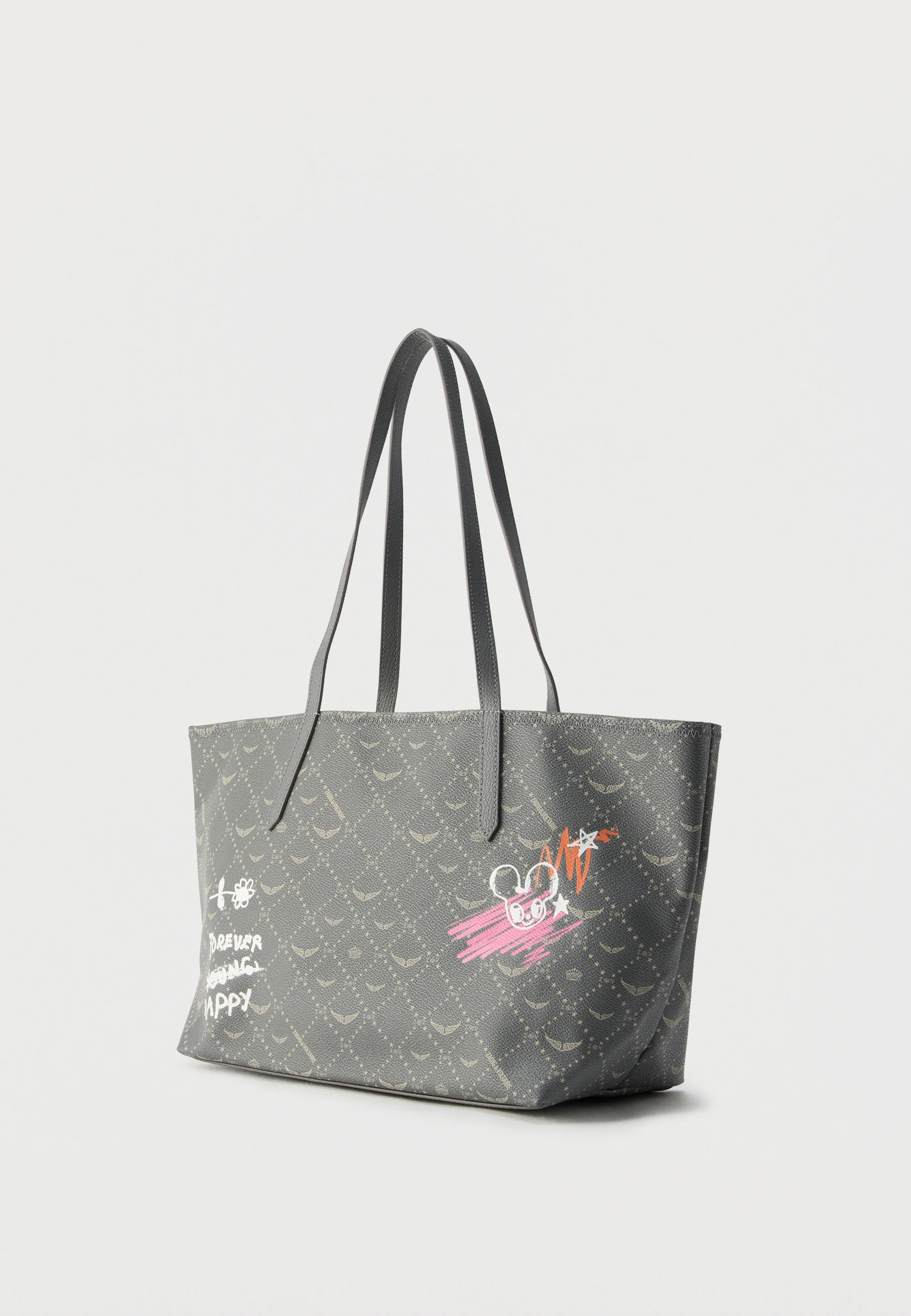 Medium Tote Bag with Graffiti Prints