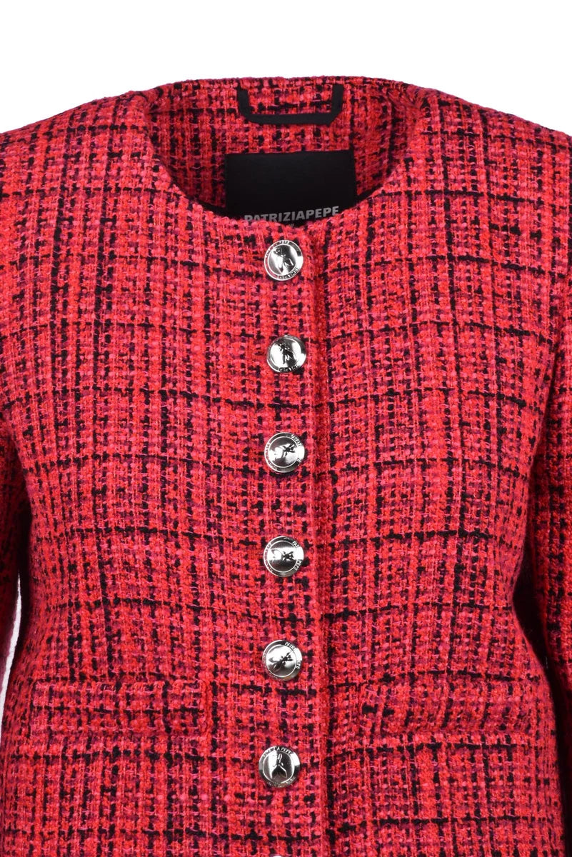Bouclé Jacket - Red/Black