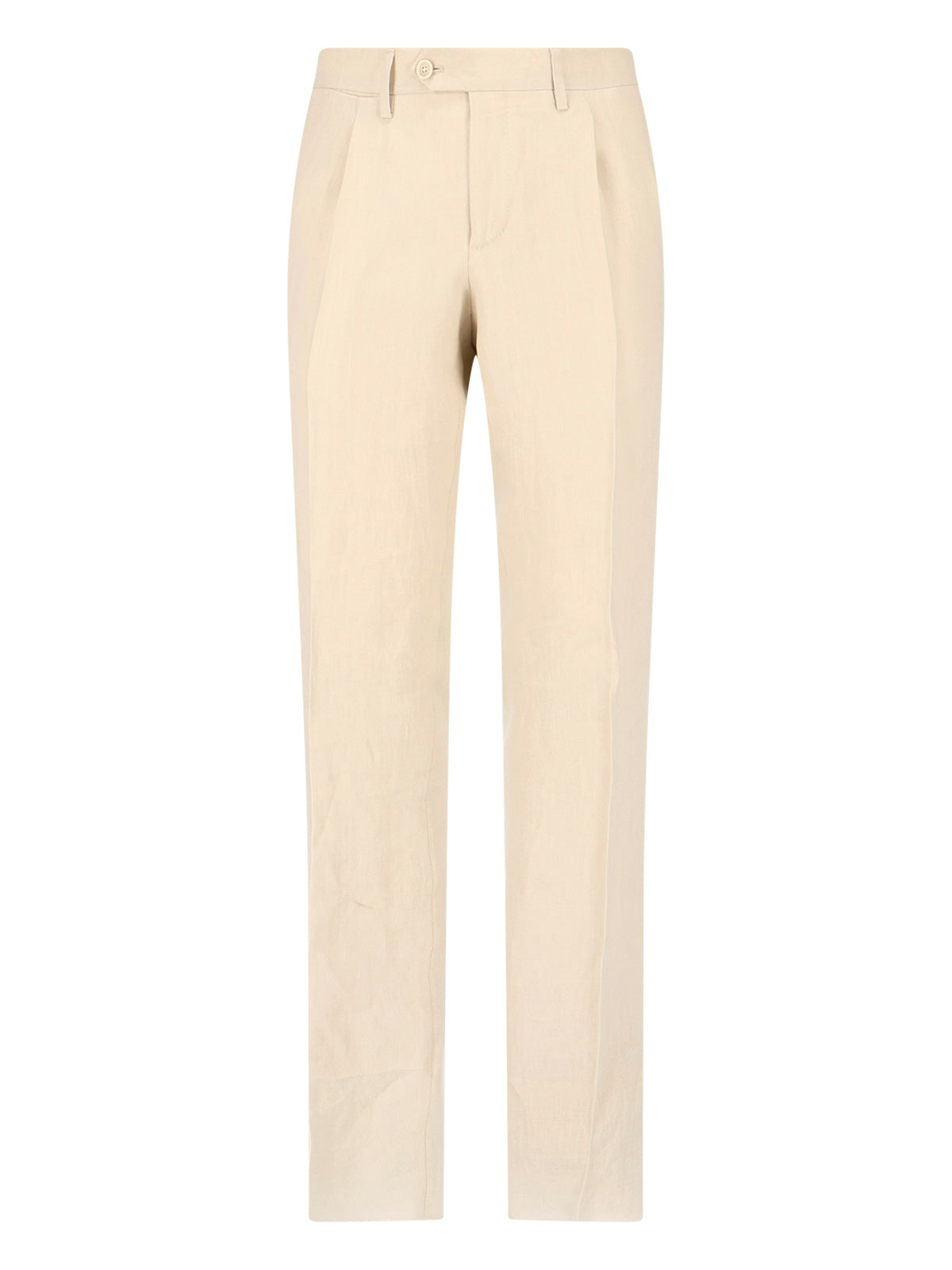 Cream Tailored Double-Breasted Linen Suit