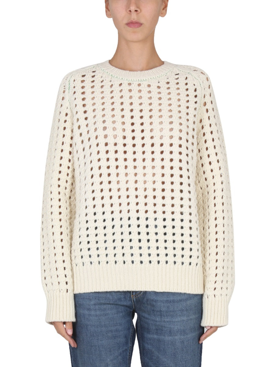 Textured Knit Sweater with Ribbed Cuffs