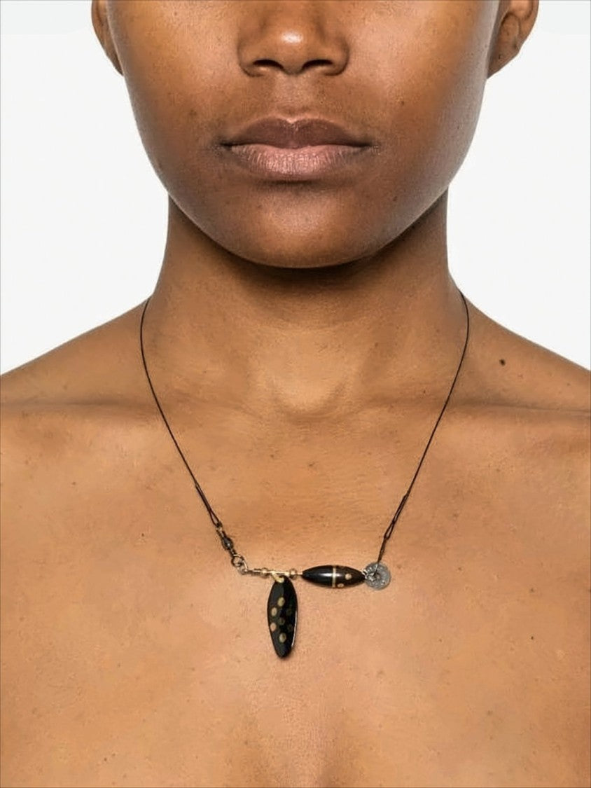 Black Cord Necklace With Distinctive Pendants