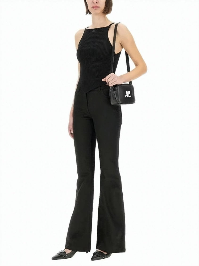 Black Straight Pants with Soft Stretch Fabric