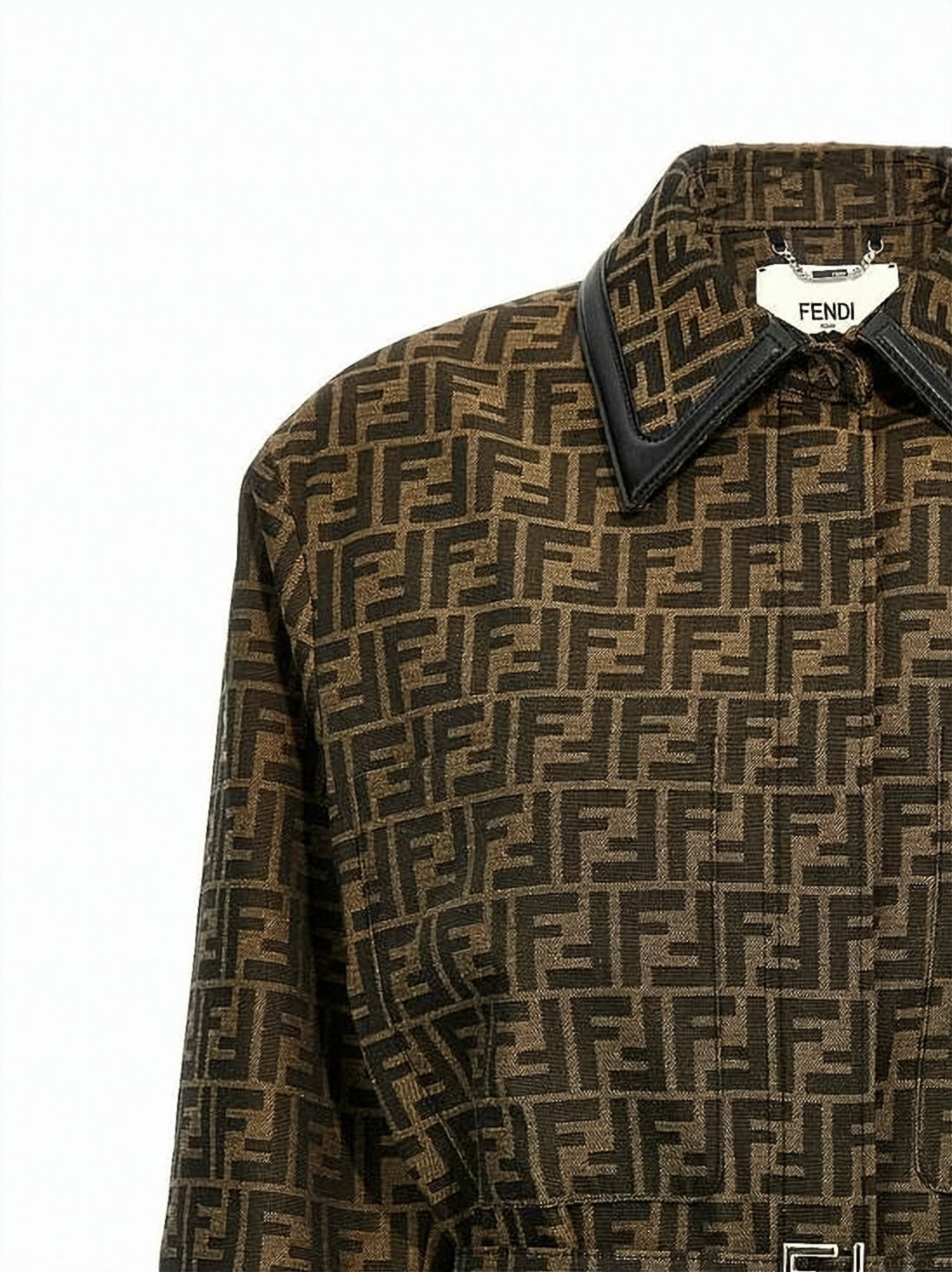 Monogram Patterned Jacket With Leather Trim