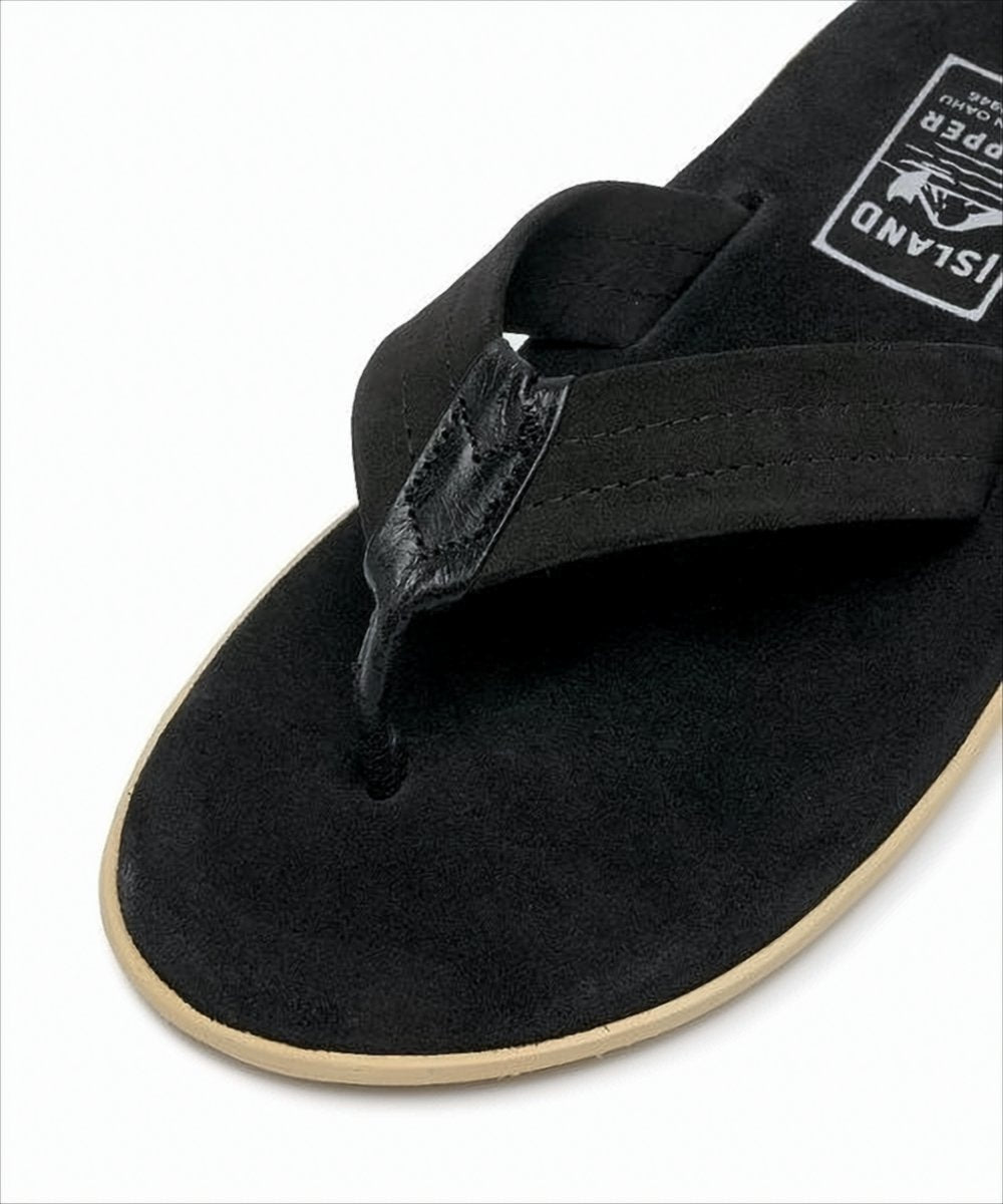Black Suede Slip-On Sandals with Textured Grip