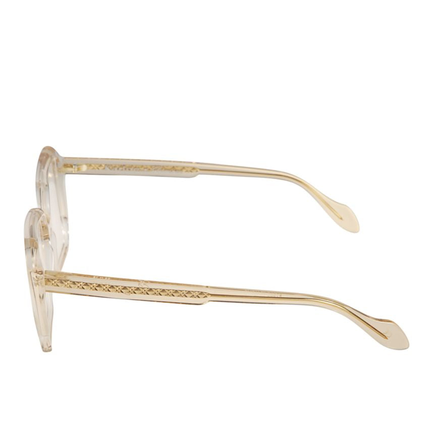 Lizzy Geometric Square Eyeglasses with Textured Gold-tone Temples
