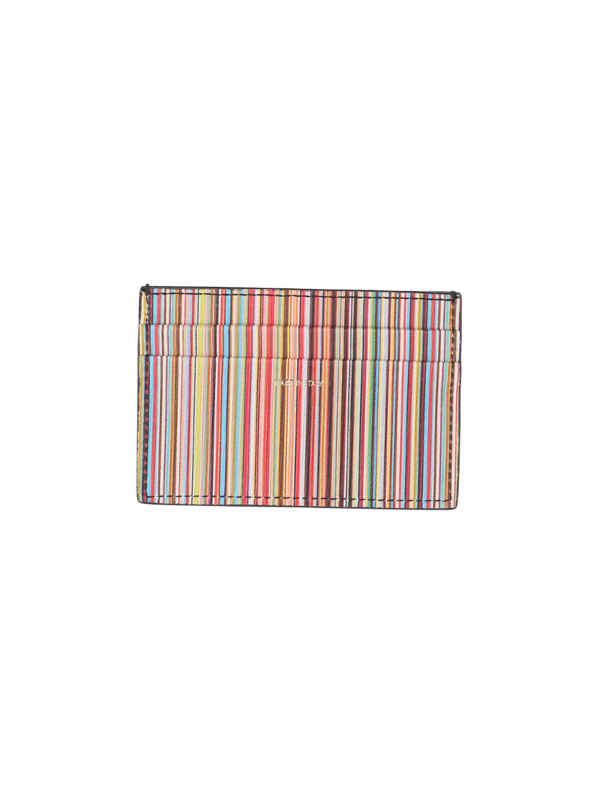 Black Signature Stripe Calf Leather Cardholder
