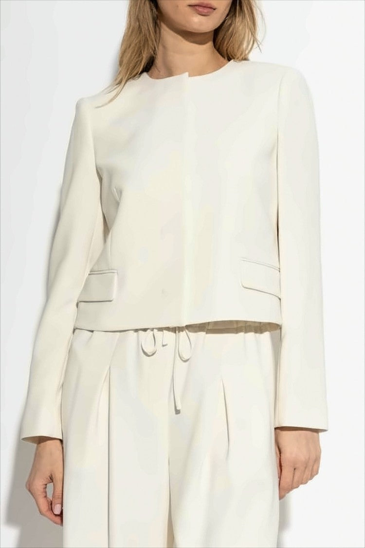 Cropped Minimalist Jacket with Concealed Fastening