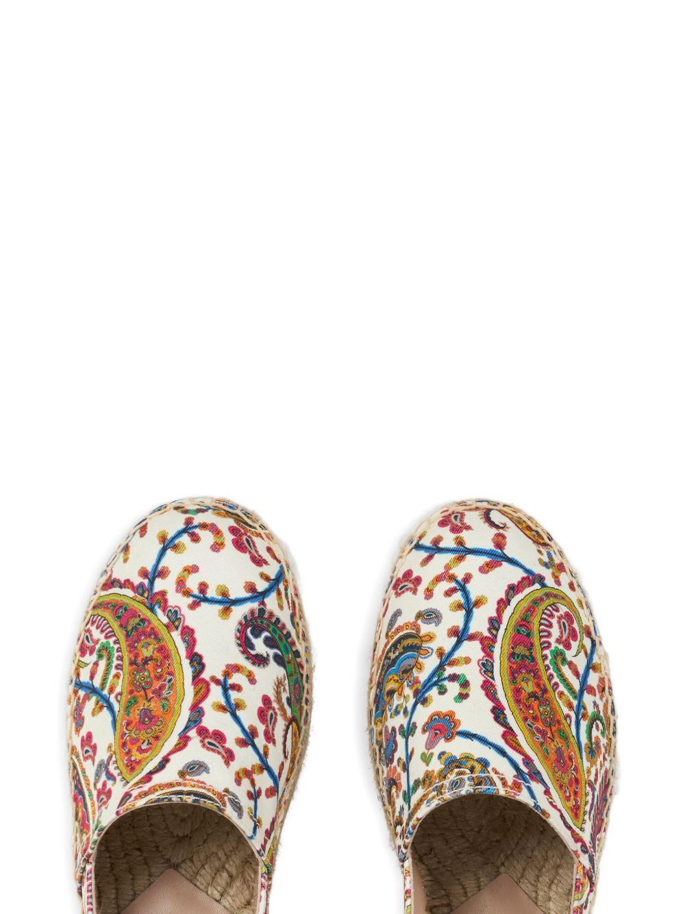 White Espadrilles With Floral Paisley Pattern