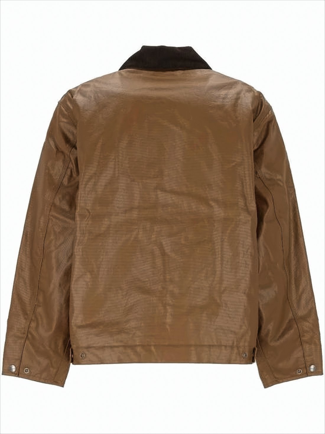 Textured Brown Work Jacket with Corduroy Collar