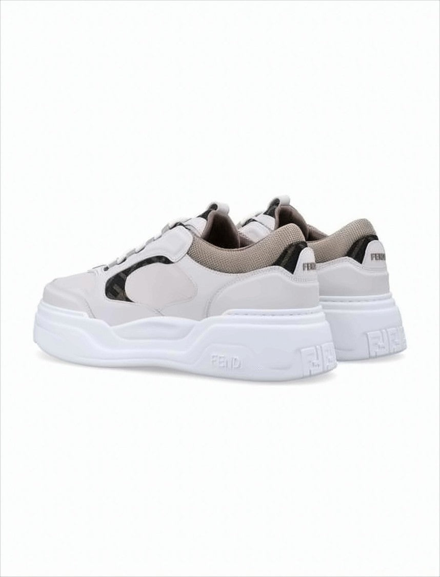 Panelled White Sneakers with Sole