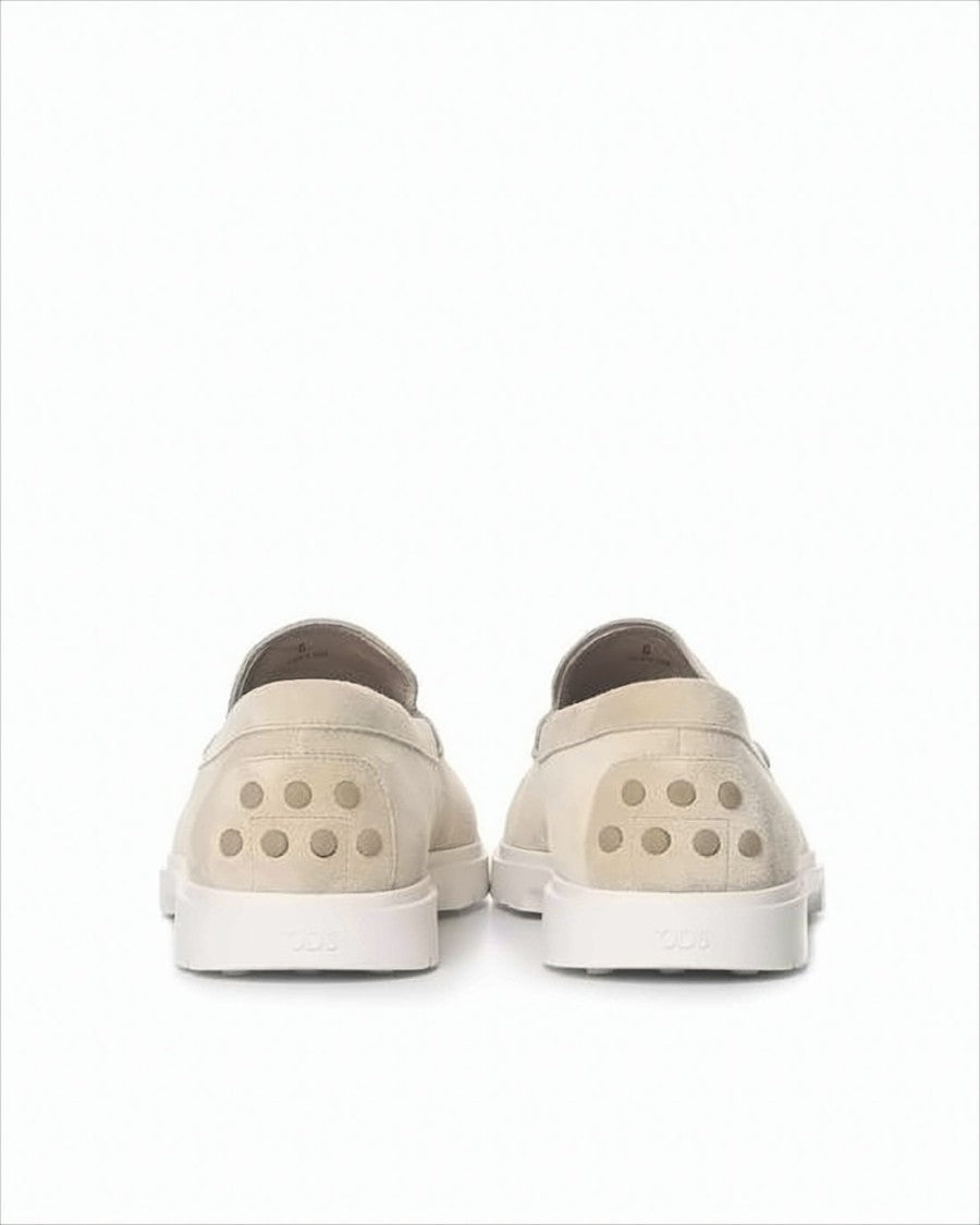 Suede Loafers with Textured Rubber Sole
