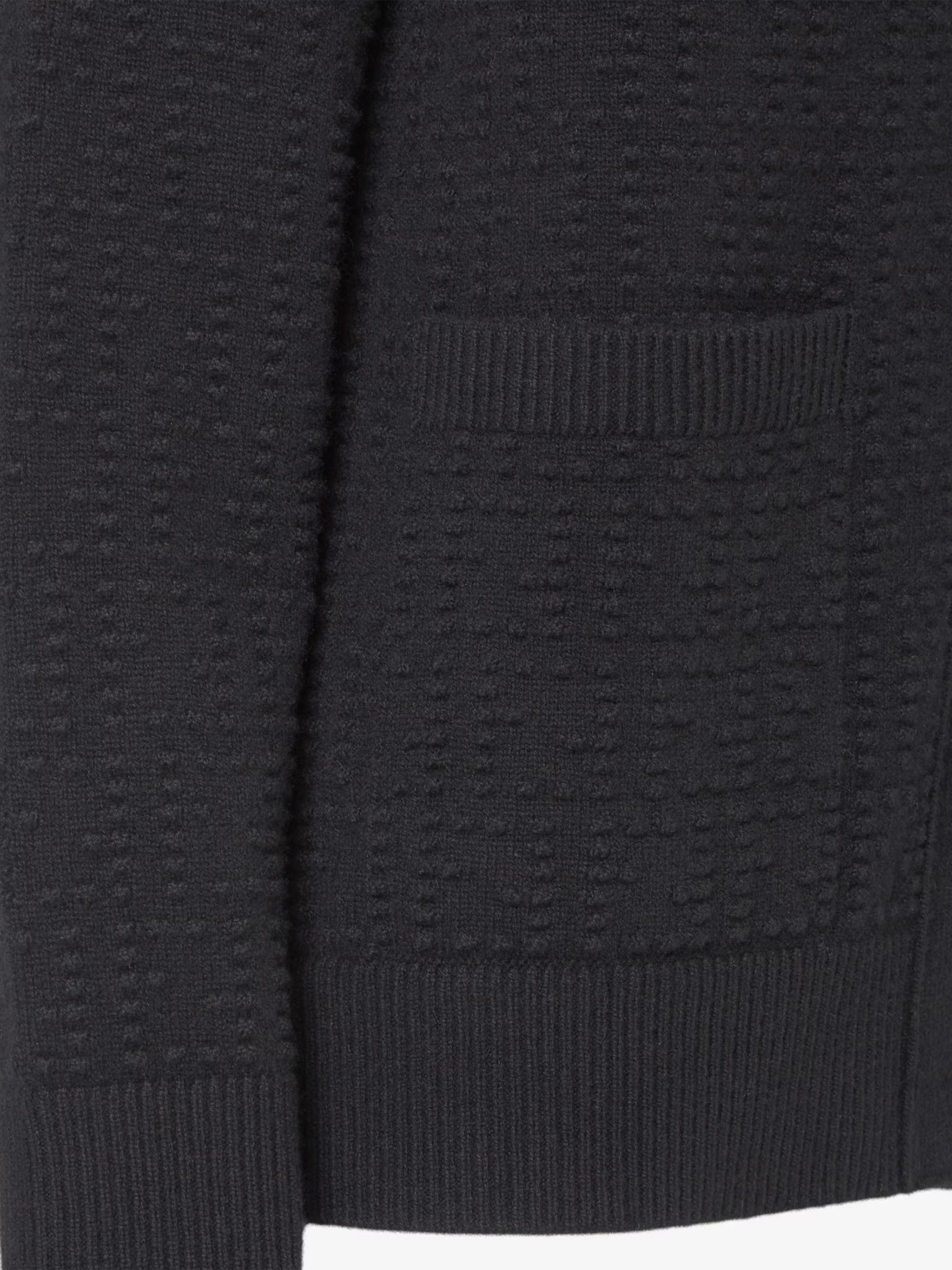 Textured Knit Cardigan with Deep V-Neckline and Ribbed Trims