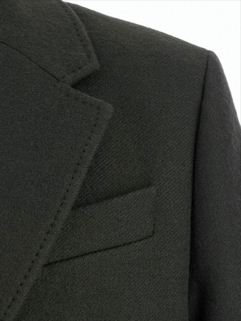 Tailored Black Wool Coat with Notch Lapel