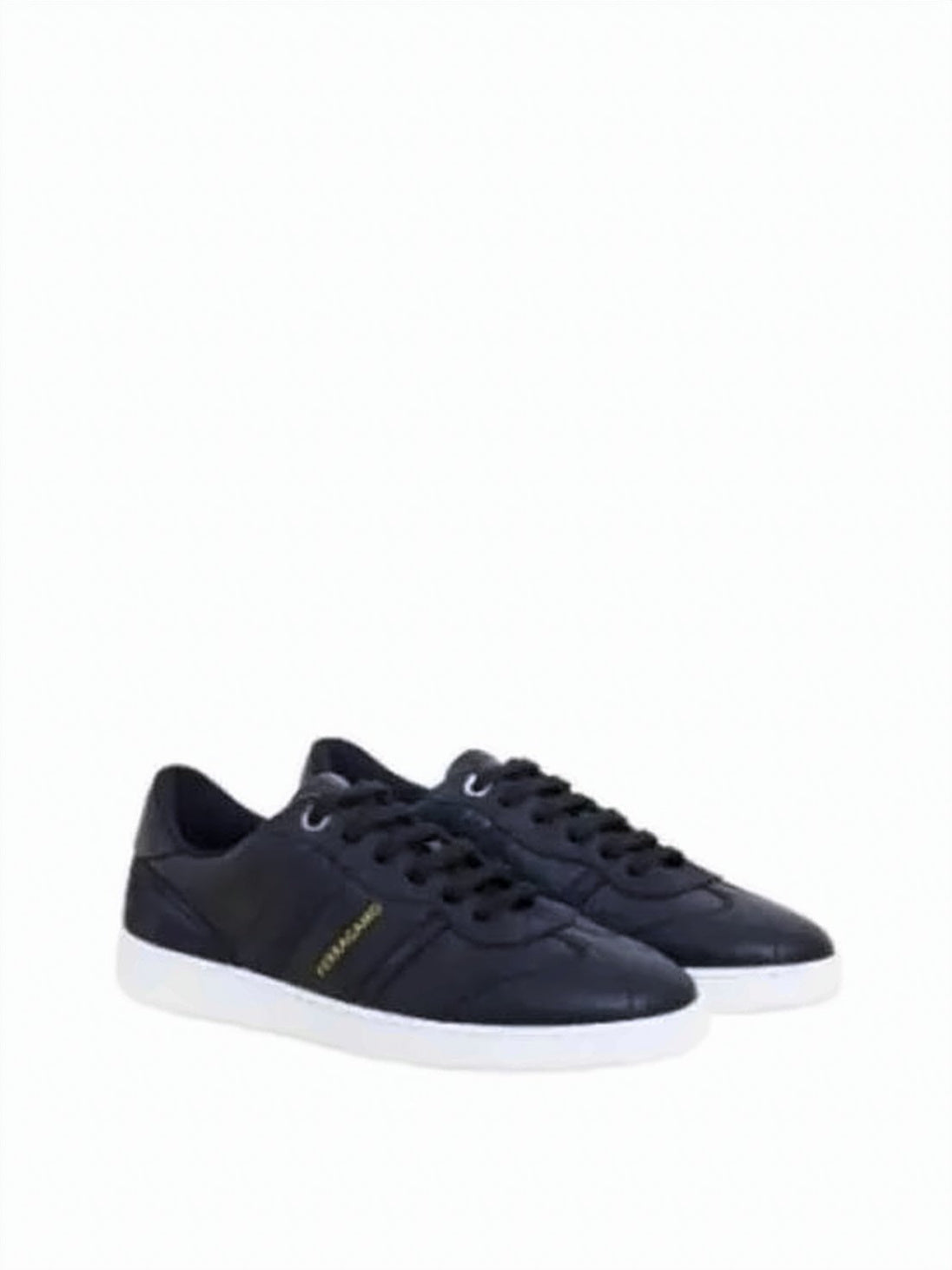 Low-Top Calf Leather Sneakers with Gold Branding