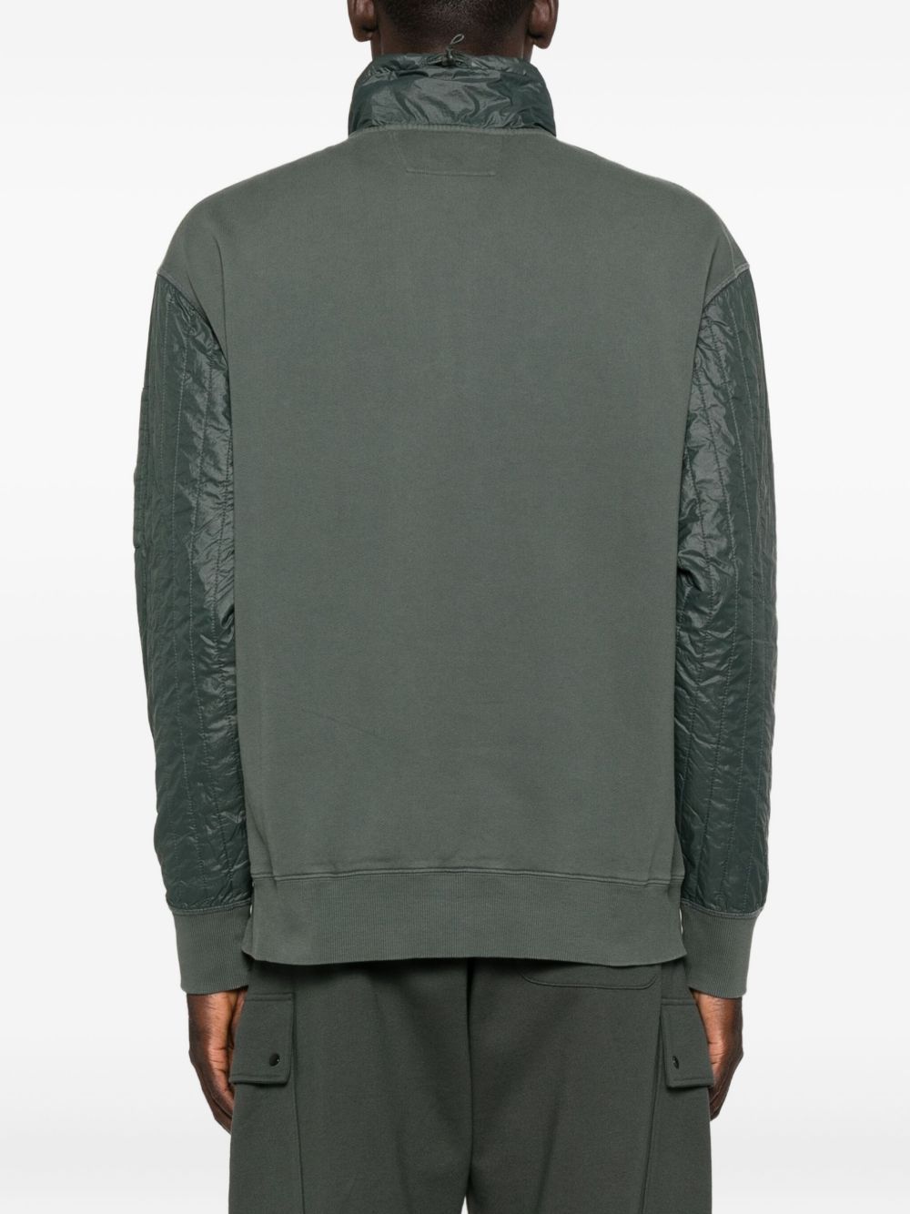 Diagonal Fleece and Quilted Nylon Sweatshirt