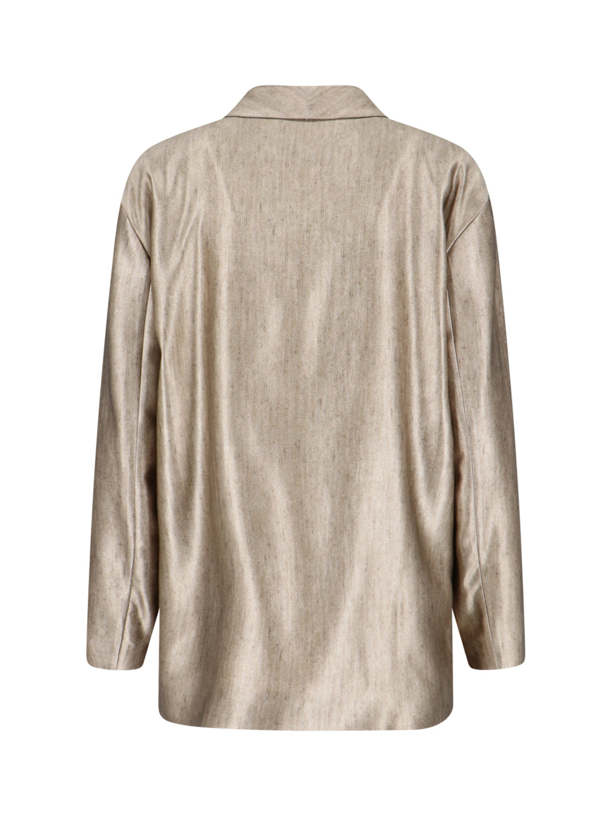 Double-Breasted Silk Blazer – Gold