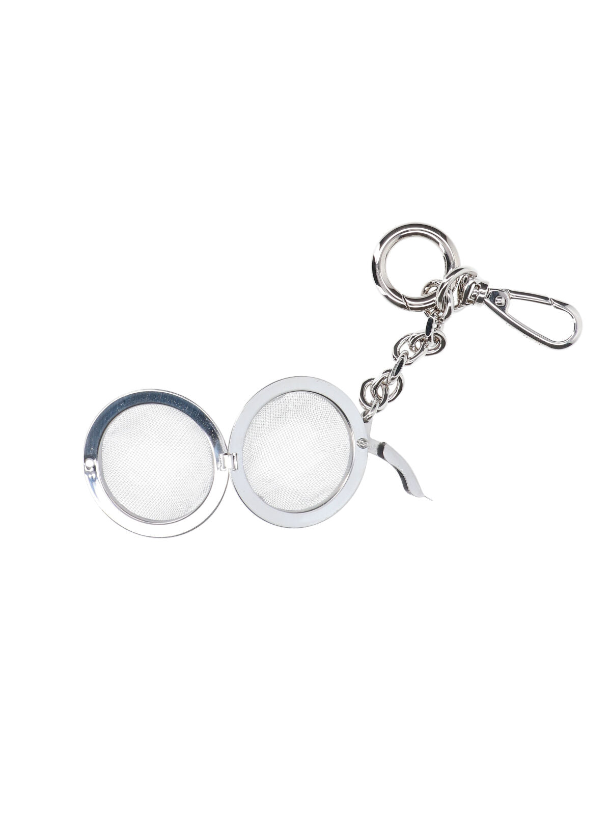 Silver-Tone Tea Infuser Keychain Charm