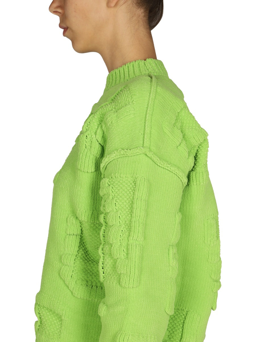 Textured Chenille Sweater with Allover Embossed Pattern