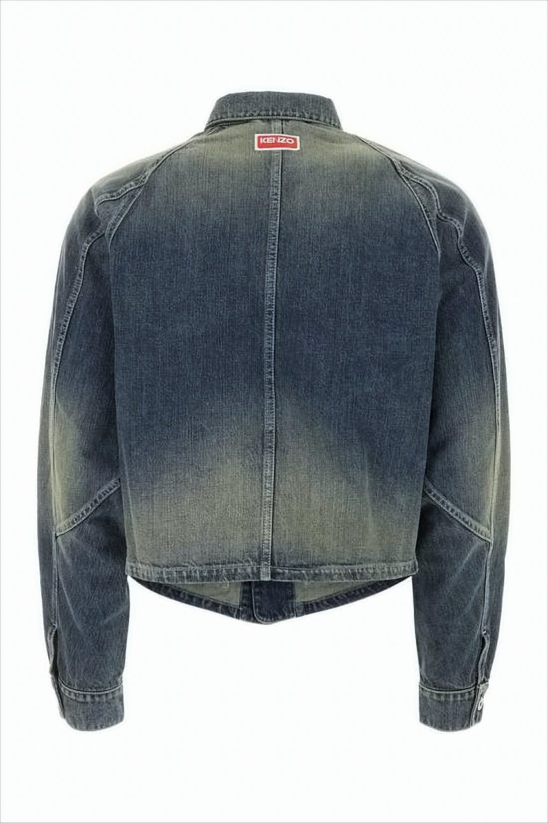 Faded Wash Denim Jacket With Distressing And Embroidered Branding
