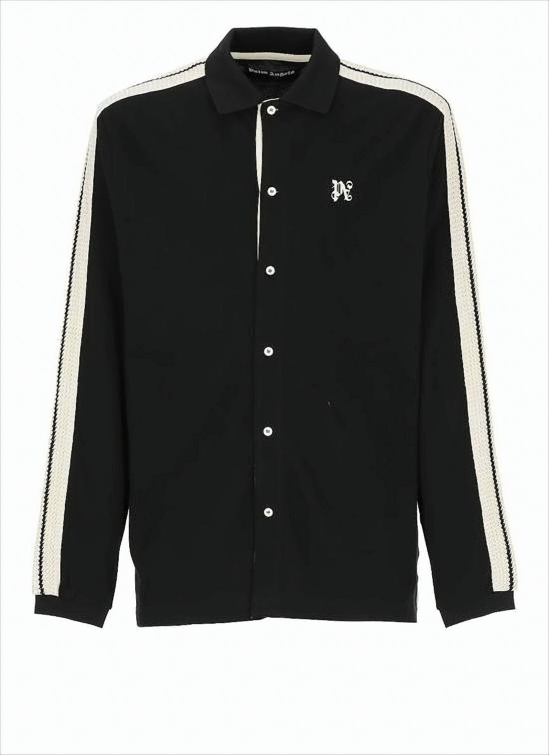 Contrasting Stripe Cotton Jacket with Classic Collar
