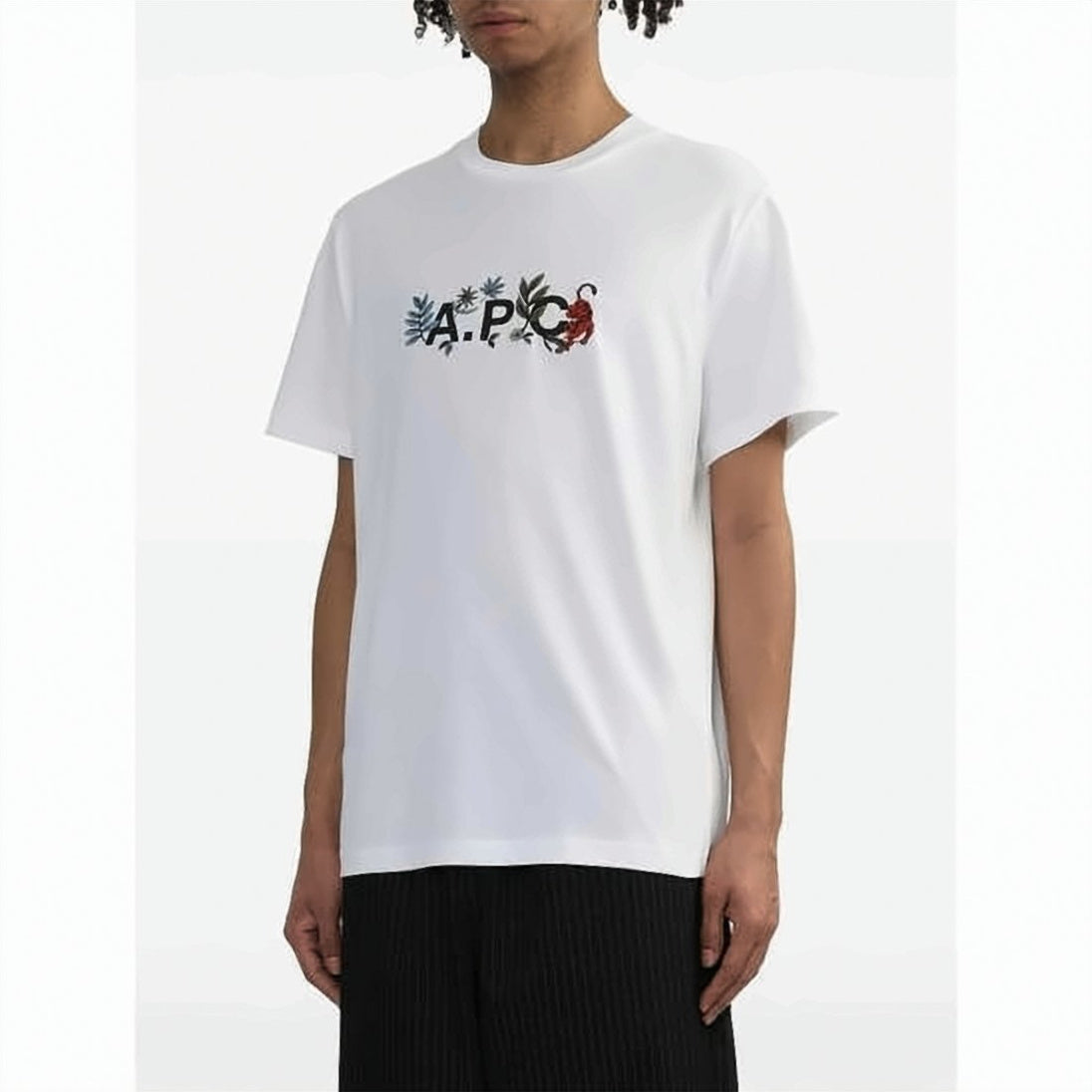 Short-Sleeve Cotton T-Shirt with Botanic Graphic Design